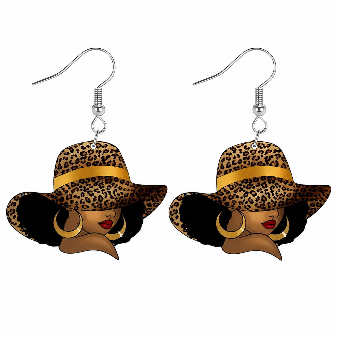 Hair Addiction Collections African Style Dangle Earrings - 1 Pair 2D Flat Acrylic Ethnic Statement Jewelry for Women, Bold Cultural Designs for Festivals & Parties